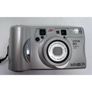 Konica Minolta AF Zoom 80 35mm Camera Point & Shoot Remote FOR PARTS ONLY‎